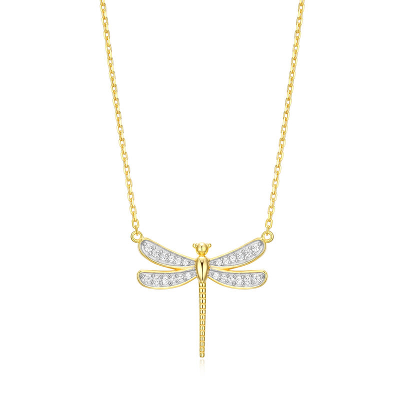 Lab Grown Diamond Dragonfly Pendant in Gold Plated Sterling Silver image number null